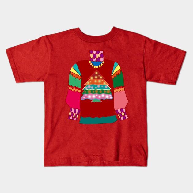 Ugly Christmas Sweater Kids T-Shirt by EunsooLee